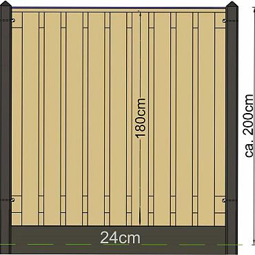 Hoekpaal Antraciet glad met diamantkop 10x10x280 cm